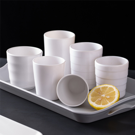 白色密胺杯子水杯直身杯餐厅美耐皿牛奶杯耐摔茶杯子仿瓷塑料杯