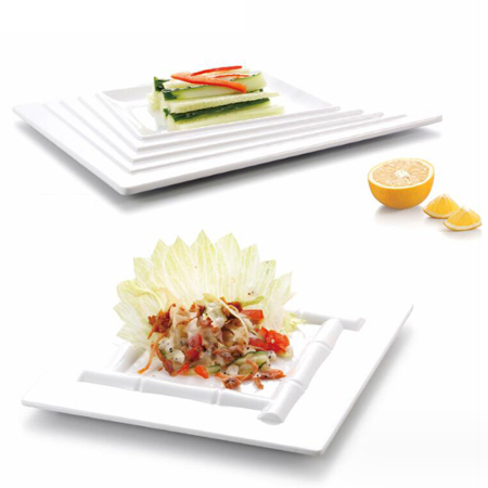 A5料瓷白仿瓷餐具正方盘寿司盘韩式西餐盘密胺平盘美耐皿点心菜盘甜品碟